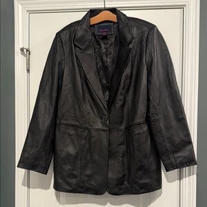 Denim&Co Classic Black Leather Jacket